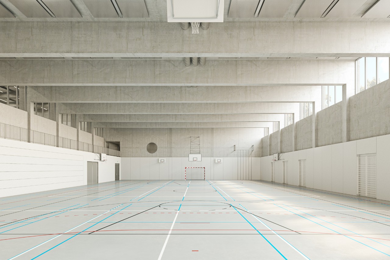 Sporthalle. (Visualisierung: WALDRAP AG, Zürich)